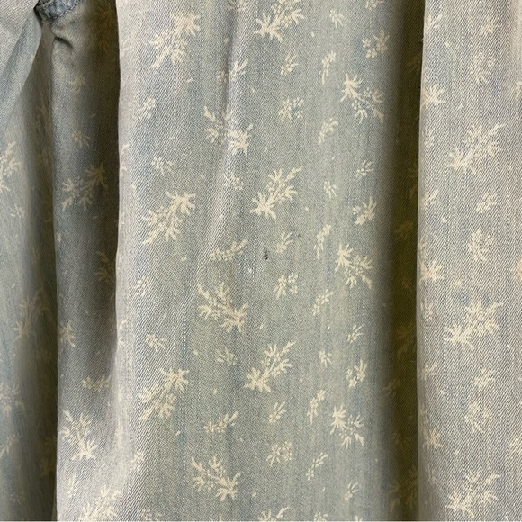 Free People Small Hillside Chambray Denim Bibbed Pintuck Button-up Blouse Cabin - Picture 5 of 10